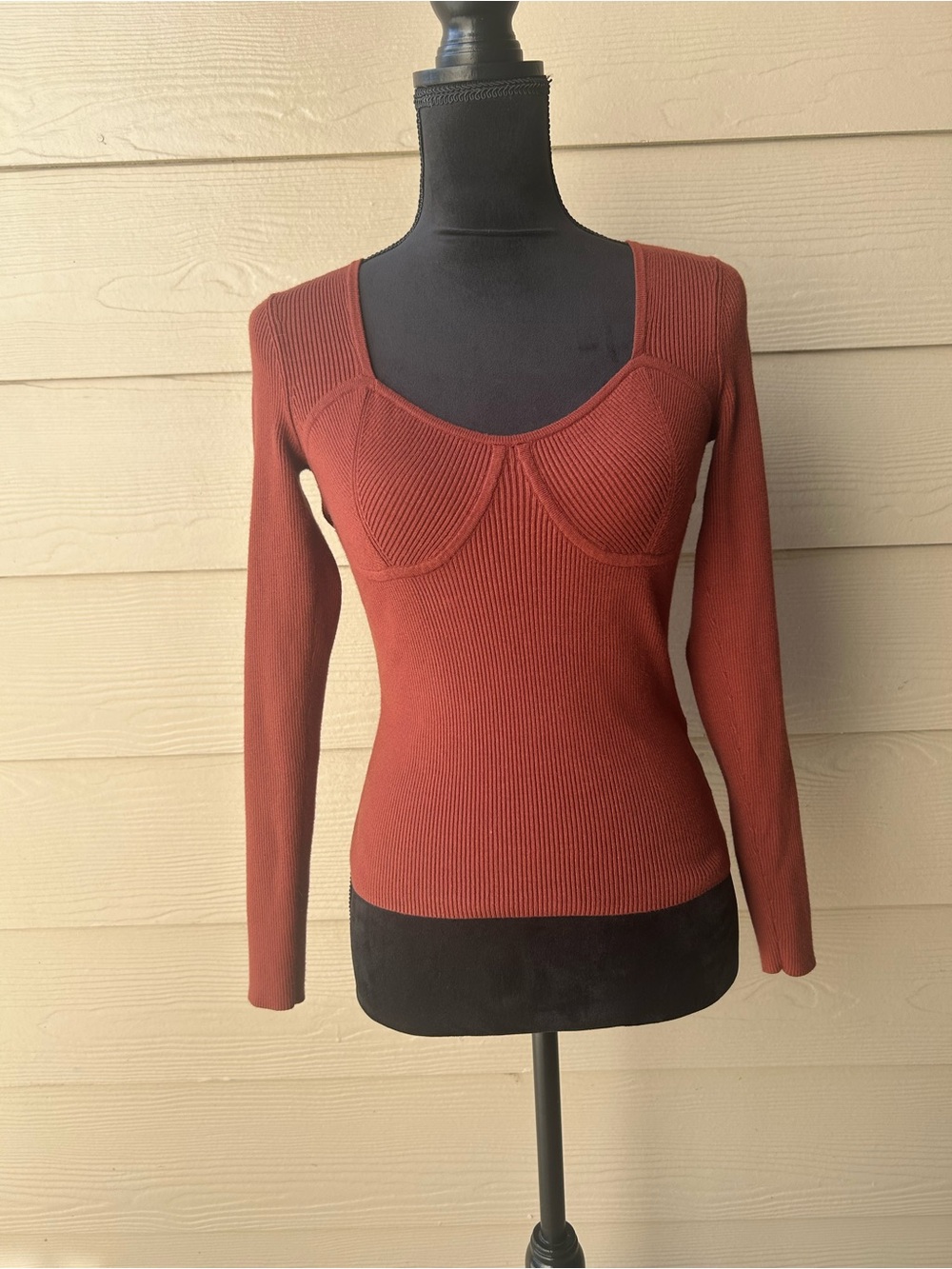 Madewell Ribbed Long-Sleeve Top with Sculpted Bust